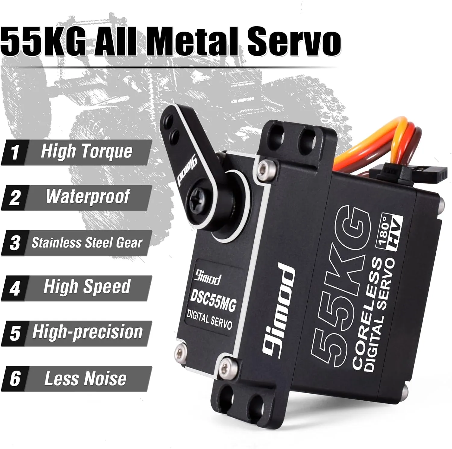 Servo Full Metal Gear Steering Servos for RC Car, Robotic erosion Cuban corset bone undecided ID DIY, Extremely Precise/Shockproof RC Crawler Servo (Control Angle 270°) ﻿﻿ 55KG Waterproof High Torque HV Ultra Fast Digital Motor 