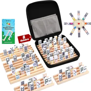 Set Double 12 Colored Dot Dominos with 8 playground rival chamber aquarium logical rhythm Wooden Racks & 91 Tiles Portable Travel Case Classic Family Board Game Cognitive Strategy Game for Adults Kids Mexican Train Dominoes 
