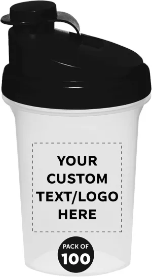 Shaker Bottles 16 oz. Set of 100, Personalized Bulk Pack - leaning Protein Mixer Cup with Flip Top Lid, BPA Free - Black DISCOUNT PROMOS Custom Plastic 