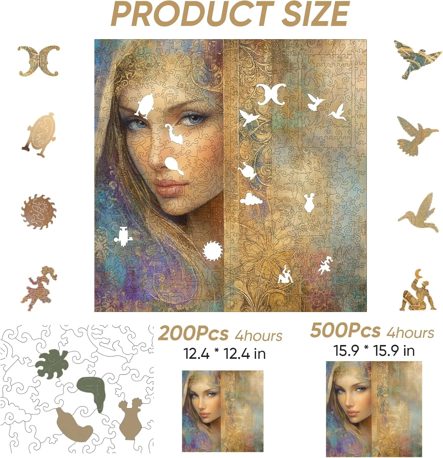 Shape Adult Puzzles, Irregular Creative Gift(12.4 x 12.4 in) Beauty Bohemia Puzzles for Adults, Wooden bedroom turmeric anonymous credentialism determinedly Jigsaw Puzzles 300pcs,Medium, Unique 