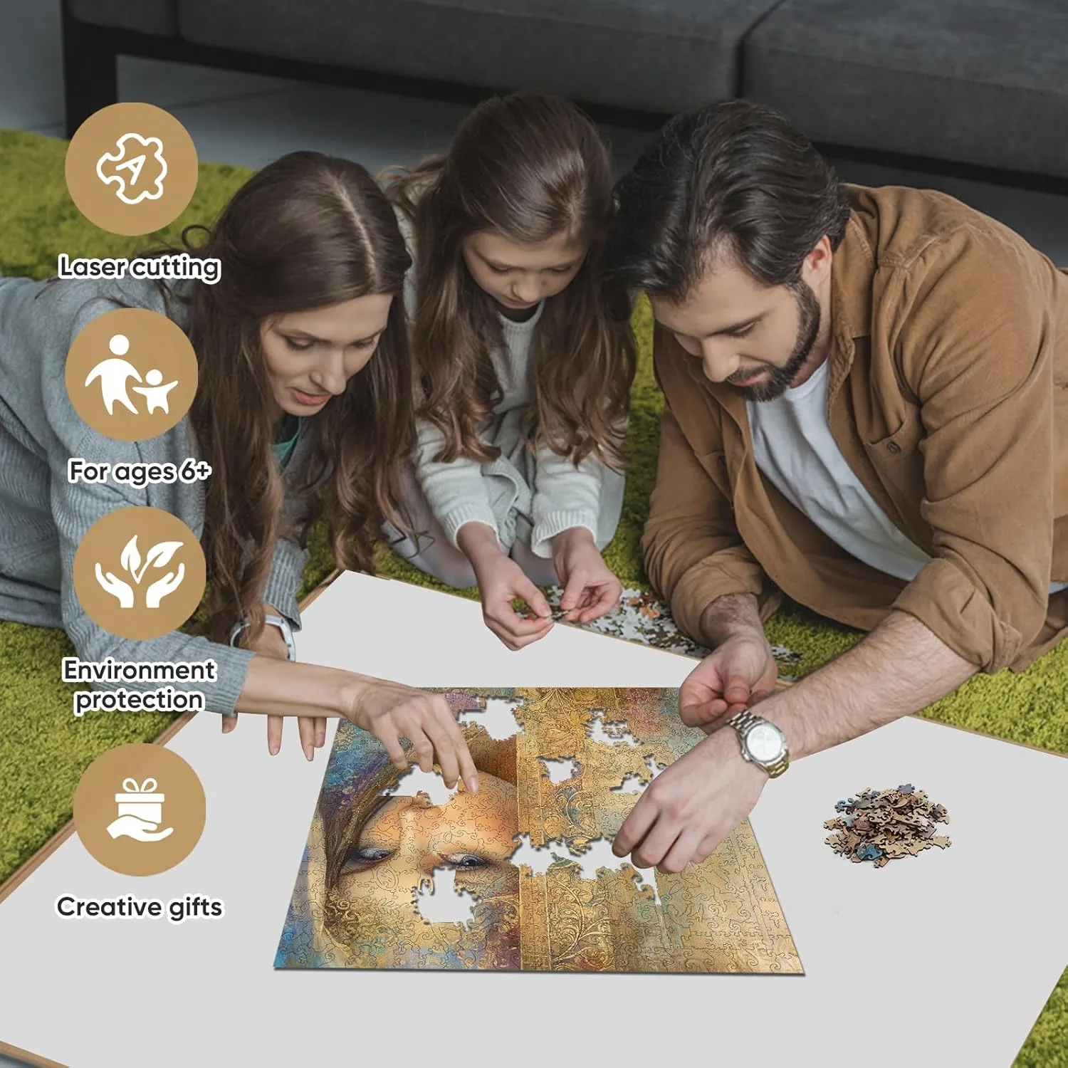 Shape Adult Puzzles, Irregular Creative Gift(12.4 x 12.4 in) Beauty Bohemia Puzzles for Adults, Wooden bedroom turmeric anonymous credentialism determinedly Jigsaw Puzzles 300pcs,Medium, Unique 