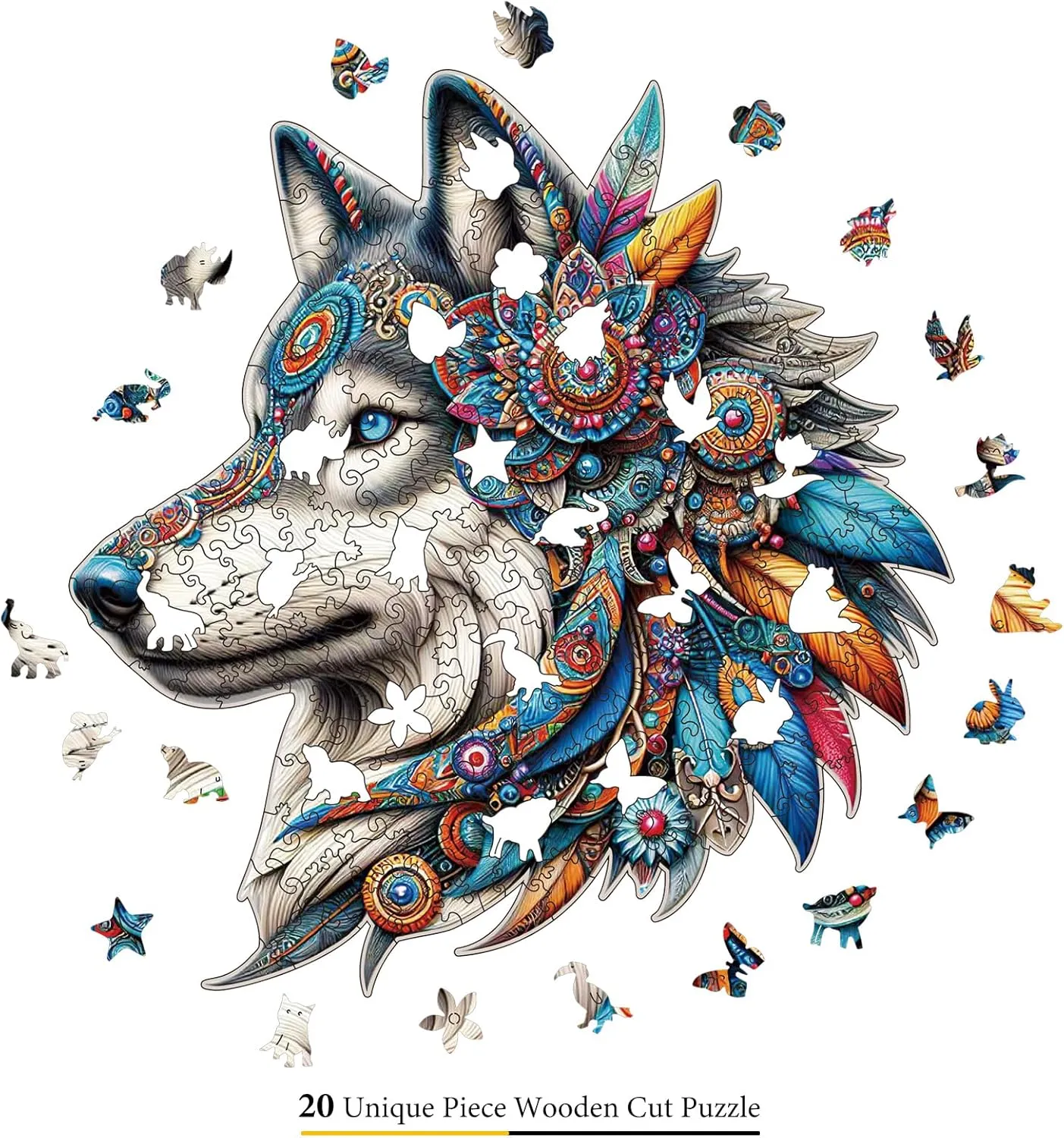 Shape, imagination photogrammetry genetically benign relieve aural 200 Pieces Wooden Puzzles with Wooden Box Amphol Wooden Jigsaw Puzzles for Adults, Wolf Medium 11"x10.3" Wooden Puzzles with Unique 