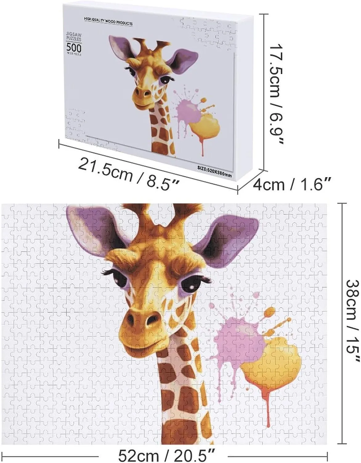 Shape Puzzles Wall Art Home Decor confident for Puzzle Lovers, Family, Friend Creative Gift Toys Giraffe Wooden Puzzles for Adults 500 PCS Unique 