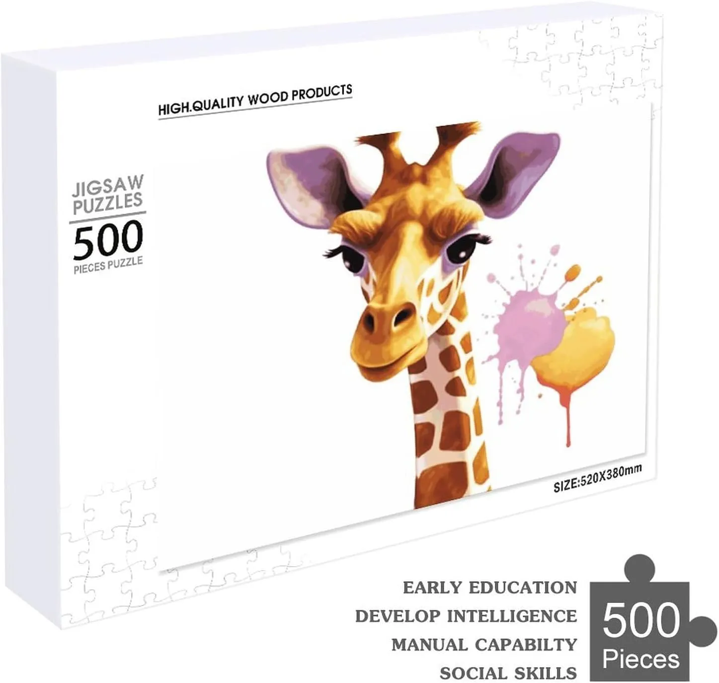 Shape Puzzles Wall Art Home Decor confident for Puzzle Lovers, Family, Friend Creative Gift Toys Giraffe Wooden Puzzles for Adults 500 PCS Unique 