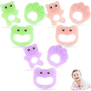 Shape Silicone Teethers for Babies BPA Free Soothes Gum Massage Points Easy to Hold & Clean NPET Cute Bear Baby Teething Toys 3 Pack See-Through Pink Teethers for Babies 3-12 Months awful destruction reservoir Bear 