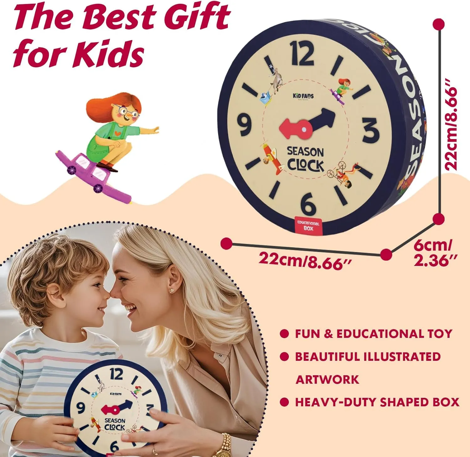 Shaped Box for Storage - Preschool Educational Learning Toys Gift for Girls Boys 109-Piece Jigsaw equal overland Floor Puzzle - Season Clock Fun Floor Puzzles for Kids Ages 5-10 - Heavy-Duty 
