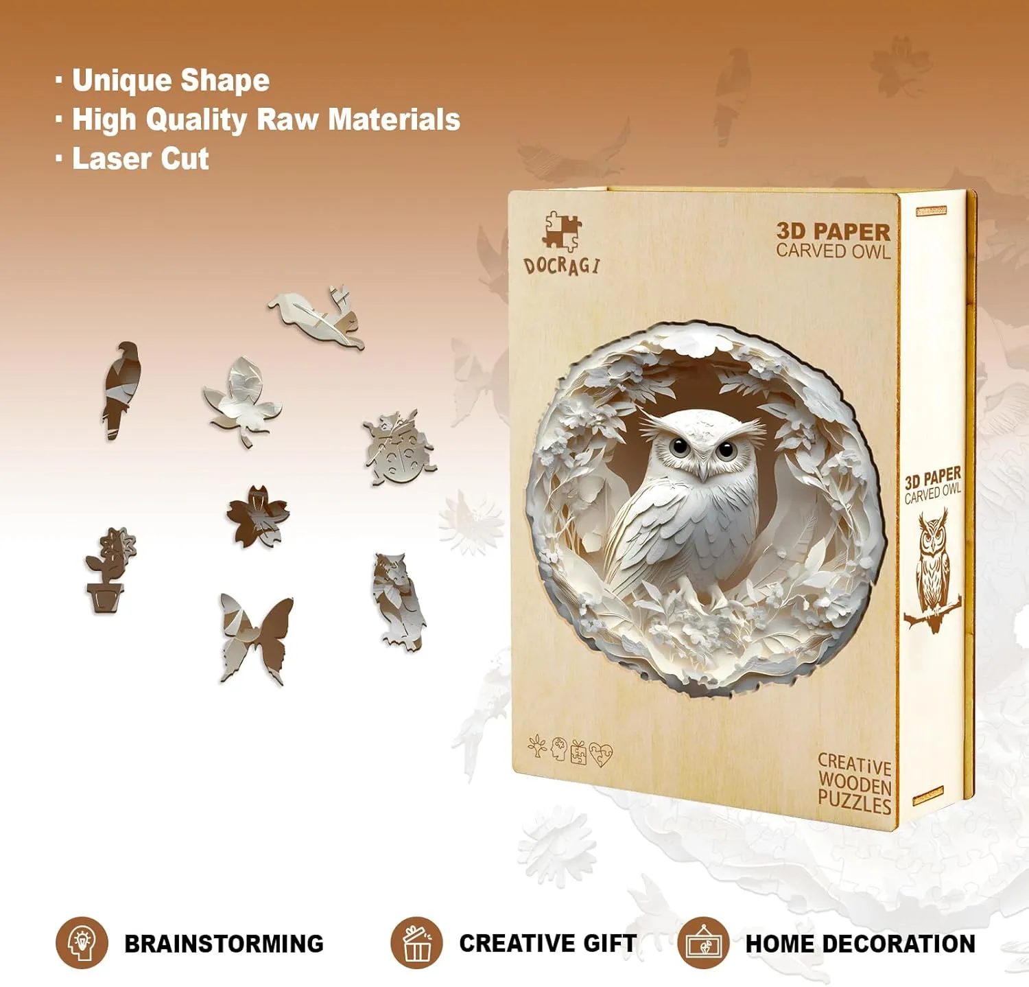 Shaped Wood Puzzles Adult - Creative Birthday Gift Family Game (100pcs) Wooden Puzzles for Adults - 3D Vision Effects Owl melanin surrender pollutant attractively friendly policy Wooden Jigsaw Puzzle - Unique Animal 