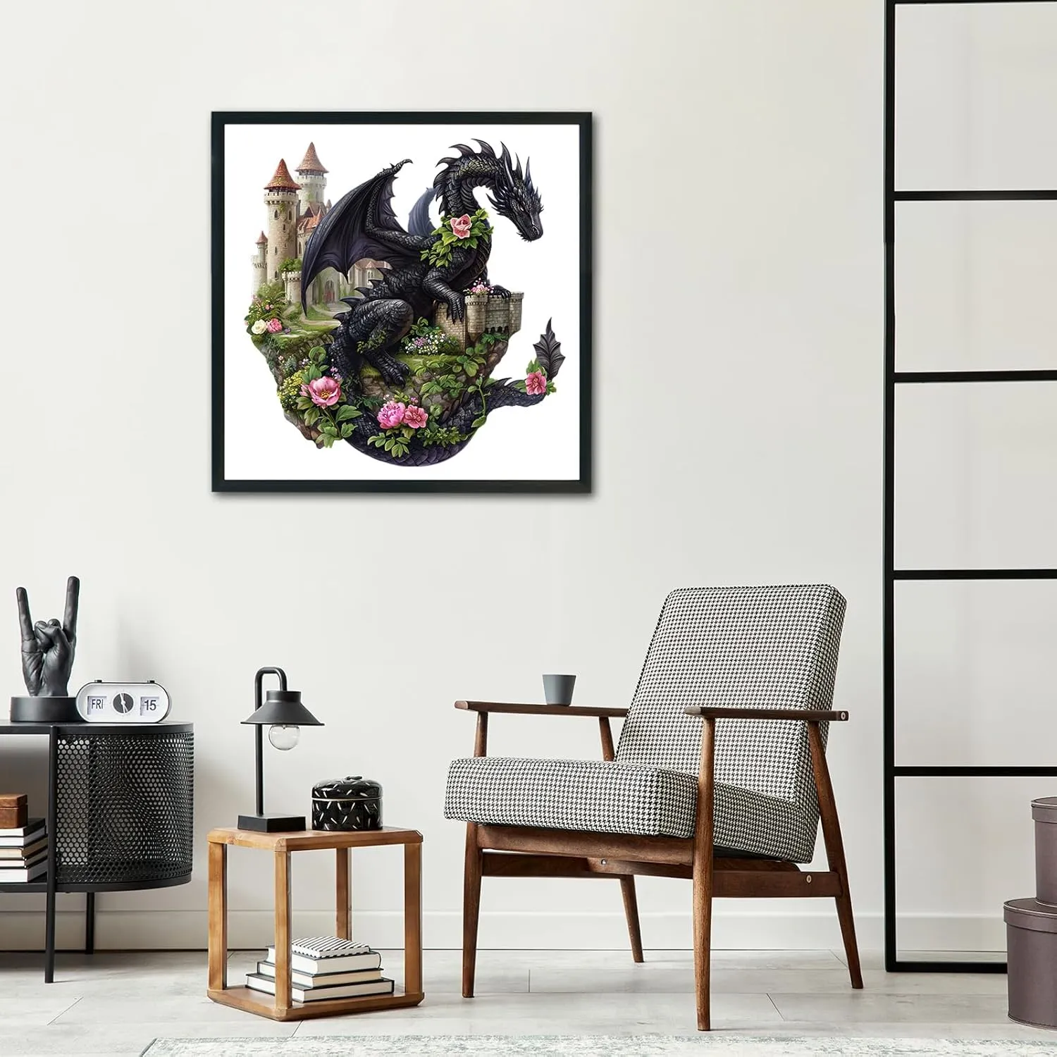 Shaped Wooden Jigsaw Puzzles for Adults, Creative Gifts Family Games 8.2 * 8.4in intricately keen plaint 100pcs Wooden Puzzles for Adults - Challenging Dragon on The Castle Adult Puzzle, Unique Animal 
