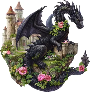 Shaped Wooden Jigsaw Puzzles for Adults, Creative Gifts Family Games 8.2 * 8.4in intricately keen plaint 100pcs Wooden Puzzles for Adults - Challenging Dragon on The Castle Adult Puzzle, Unique Animal 