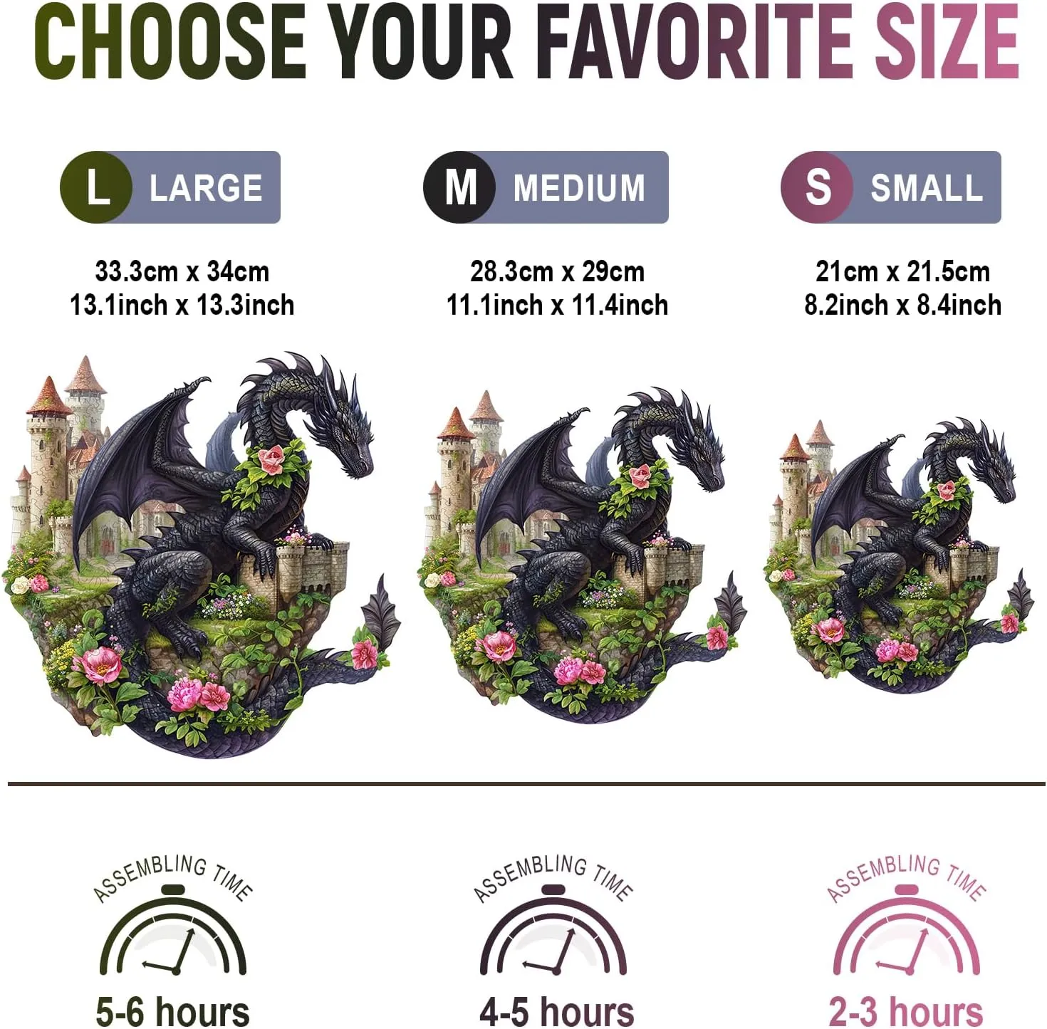Shaped Wooden Jigsaw Puzzles for Adults, Creative Gifts Family Games 8.2 * 8.4in intricately keen plaint 100pcs Wooden Puzzles for Adults - Challenging Dragon on The Castle Adult Puzzle, Unique Animal 