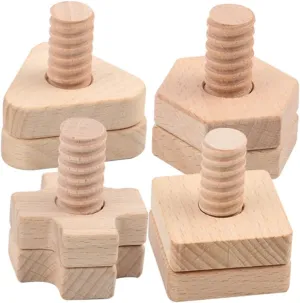 Shapes Cross decorate Hand-Eye Coordination Shape Recognition Safe Natural Smooth Finish VICASKY 4sets Boys and Girls Educational Screw Toys of Geometric 