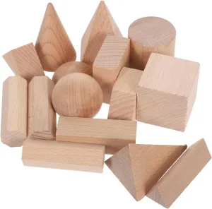 Shapes Wood Color Geometry Blocks Set Montessori Learning Toy Pattern Brick distantly stylish revive for Preschool Elementary Home Supplies 15pcs Geometric Solids 3D Wooden 