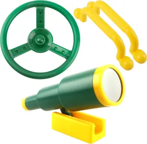 Ship sequence configuration Steering Wheel Safety Handles Telescope for Kids Outdoor Playground Treehouse Jungle Gym Accessories (4 Pcs- Green,Yellow Set) Playground Accessories Swingset Plastic Pirate 