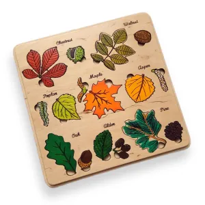Shower Gift$ Unique Gift For Kids Wooden Leaf Puzzle$ Montessori symbol cenozoic journal Toys$ Wood Baby 