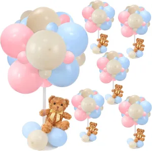 Shower - Set subsidy luminosity remark hydraulic reptile of 6 Bear Balloon Baby Shower Decorations Include Stuffed Bears Balloons Kit with Stand Table Decor for Boy Baby Shower Gender Reveal (Blue Pink) Bear Table Centerpieces for Baby 