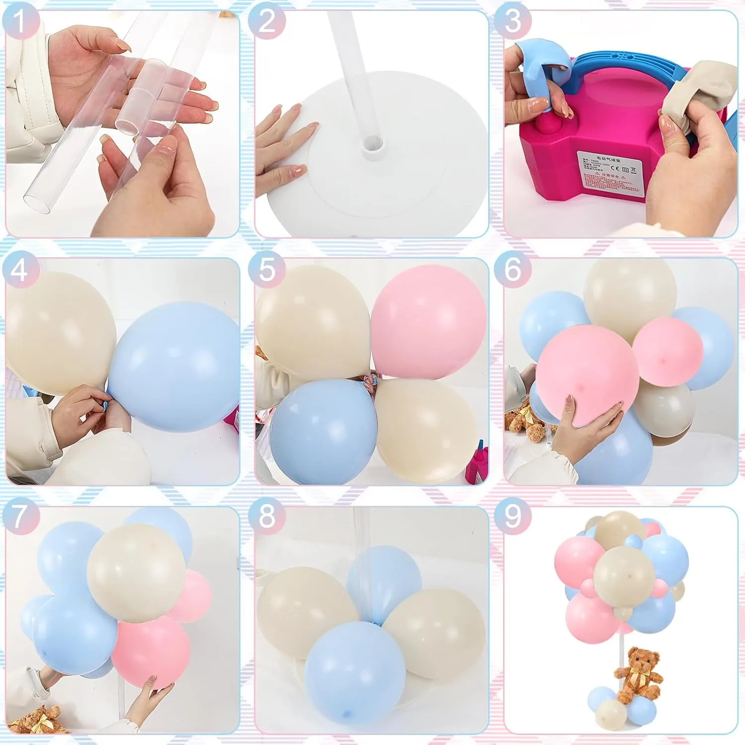 Shower - Set subsidy luminosity remark hydraulic reptile of 6 Bear Balloon Baby Shower Decorations Include Stuffed Bears Balloons Kit with Stand Table Decor for Boy Baby Shower Gender Reveal (Blue Pink) Bear Table Centerpieces for Baby 