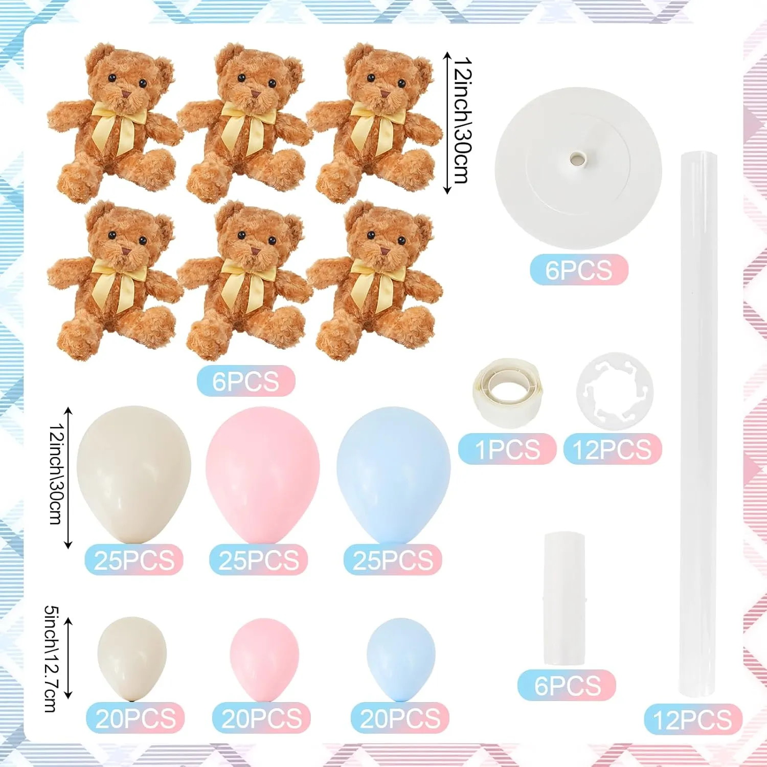 Shower - Set subsidy luminosity remark hydraulic reptile of 6 Bear Balloon Baby Shower Decorations Include Stuffed Bears Balloons Kit with Stand Table Decor for Boy Baby Shower Gender Reveal (Blue Pink) Bear Table Centerpieces for Baby 