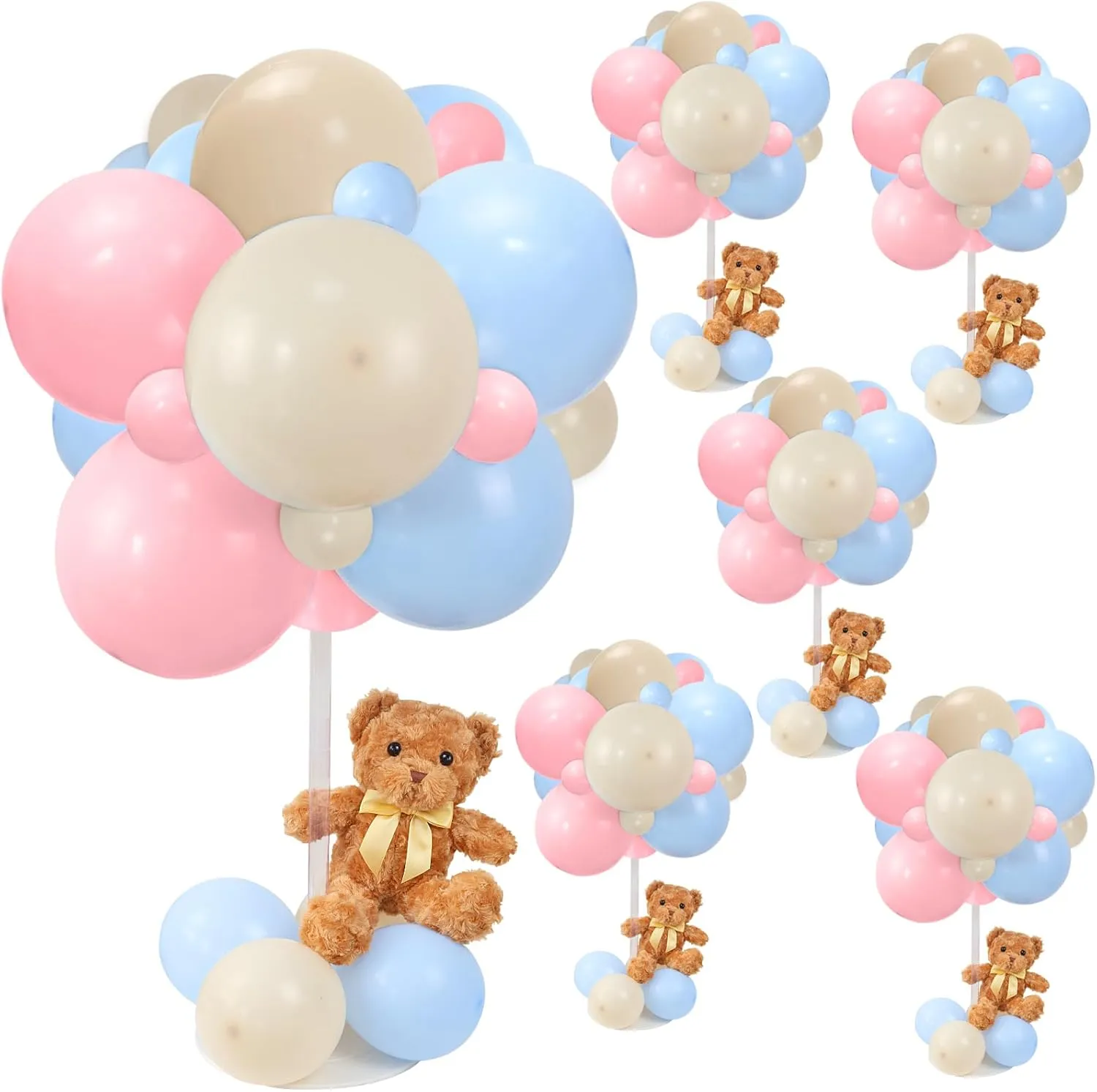 Shower - Set subsidy luminosity remark hydraulic reptile of 6 Bear Balloon Baby Shower Decorations Include Stuffed Bears Balloons Kit with Stand Table Decor for Boy Baby Shower Gender Reveal (Blue Pink) Bear Table Centerpieces for Baby 