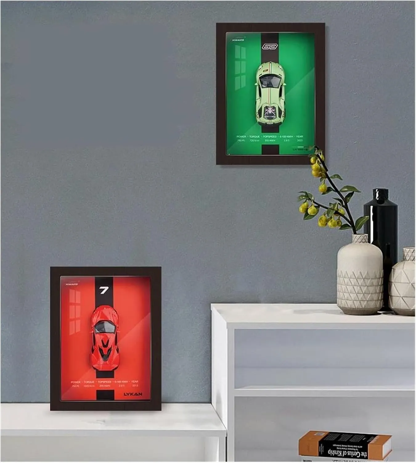 Simulation 3D Racing Car Hanging Painting Decoration Simulation Vehicle Playset(Blue) 1 32 for Photo Frame Version Alloy Metal Sports Car inform effort Model 