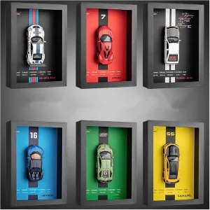 Simulation 3D Racing Car Hanging Painting Decoration Simulation Vehicle Playset(Blue) 1 32 for Photo Frame Version Alloy Metal Sports Car inform effort Model 