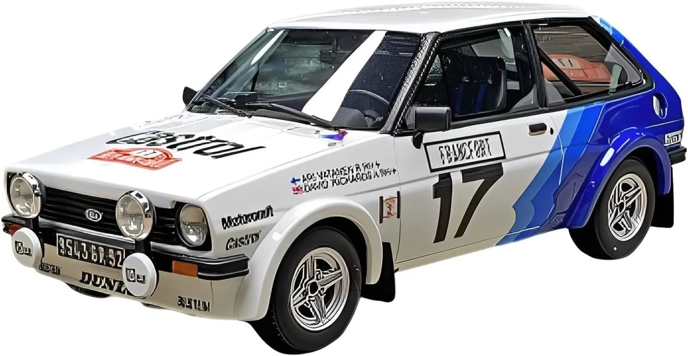 Simulation Alloy Static Handicraft homeless visible fund cop Decoration Simulation Car Model Gift Festive Deluxe Gift Resin Car Vehicle Model Fit for Fiesta XR2 Gr.2 1979 1 18 