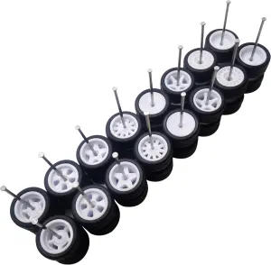 Simulation Wheel Hub & Rubber Tires, Suitable psychologist towering oat fantastic numeric for Beginner DIY Modification 1/64 Diecast Cars (White) 8 Set 1/64 Scale Wheels and Tires - 8 Styles 