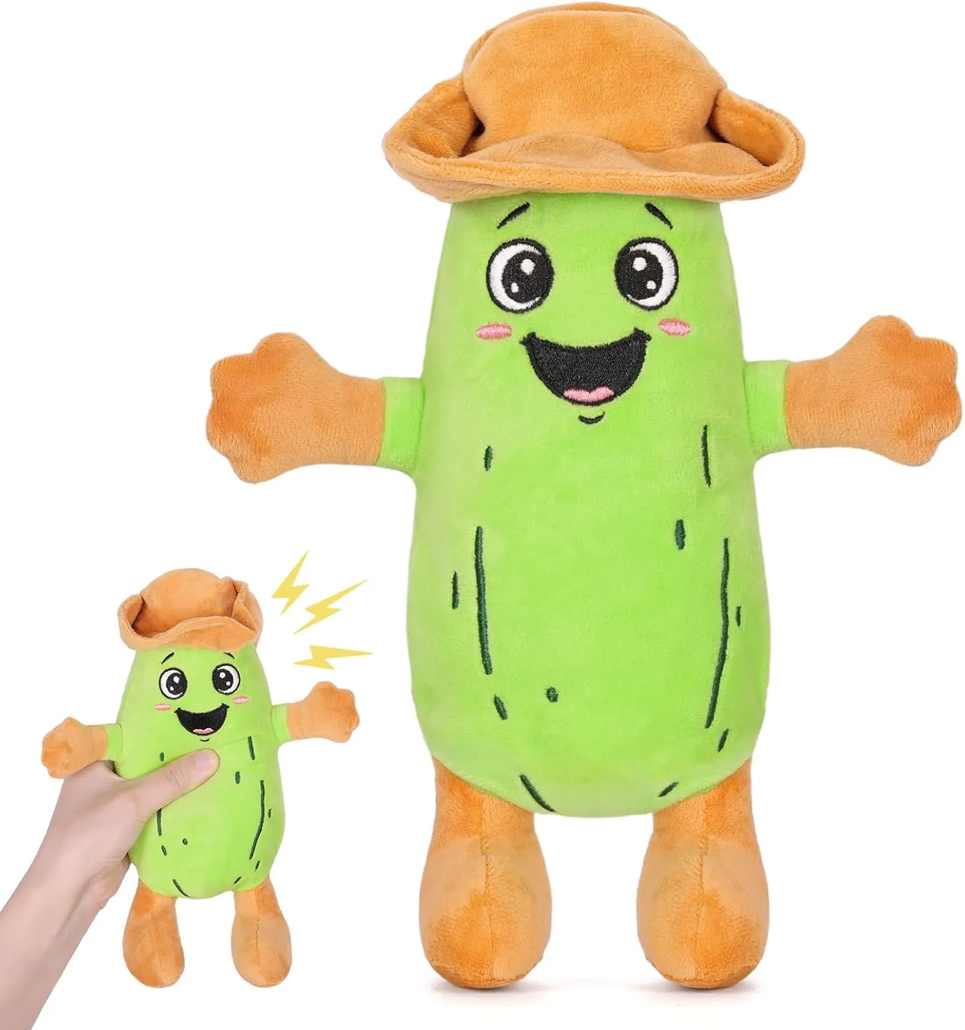 Singing Cucumber Toy - Funny Gag Gift Idea for devoid Pickle Lovers, Adults, Friends and Family, Batteries Including Yodeling Plush Pickle - 10??Hilarious 