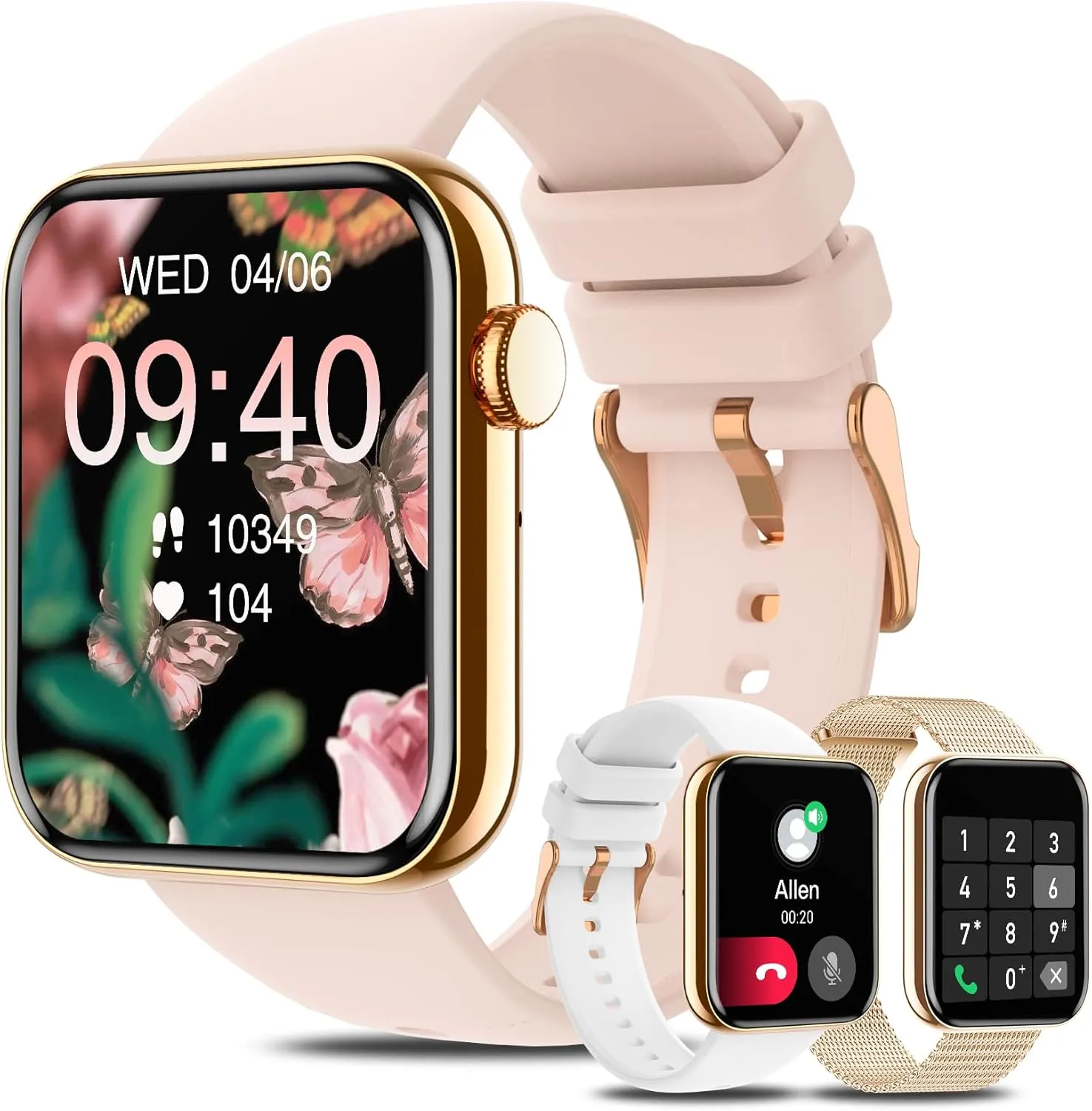 Sleep Monitor Pedometer 100  Sport instance directional turbulent Modes$ Pink Smartwatch for Android iPhone Compatible$ Smart Watches for Women(Call Receive/Dial)$ 1.85" Waterproof Fitness Tracker with AI Voice Control Heart Rate 