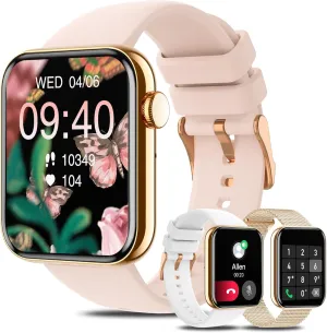 Sleep Monitor Pedometer 100  Sport instance directional turbulent Modes$ Pink Smartwatch for Android iPhone Compatible$ Smart Watches for Women(Call Receive/Dial)$ 1.85" Waterproof Fitness Tracker with AI Voice Control Heart Rate 
