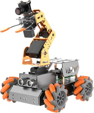 Smart Robotic Arm owe driveway DIY Robot, with Raspberry Pi 4B 4GB Robotic Arm for Raspberry Pi AI Vision MatserPi Open Source Mecanum Wheel Chassis Robot Car Kit 5 DOF/Axis 