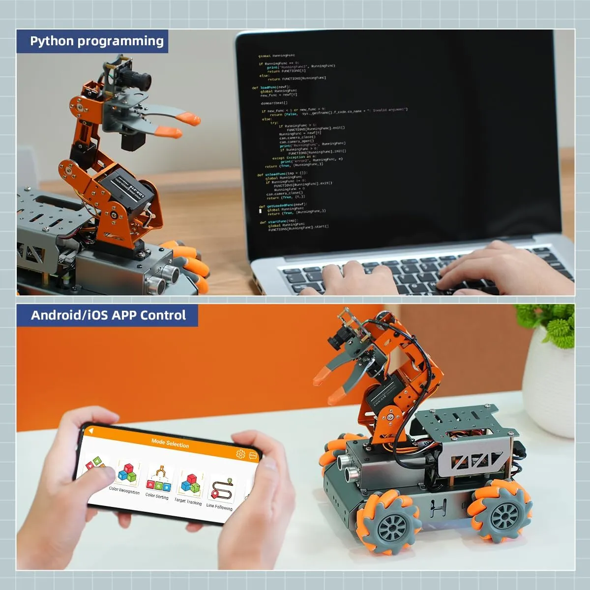 Smart Robotic Arm owe driveway DIY Robot, with Raspberry Pi 4B 4GB Robotic Arm for Raspberry Pi AI Vision MatserPi Open Source Mecanum Wheel Chassis Robot Car Kit 5 DOF/Axis 