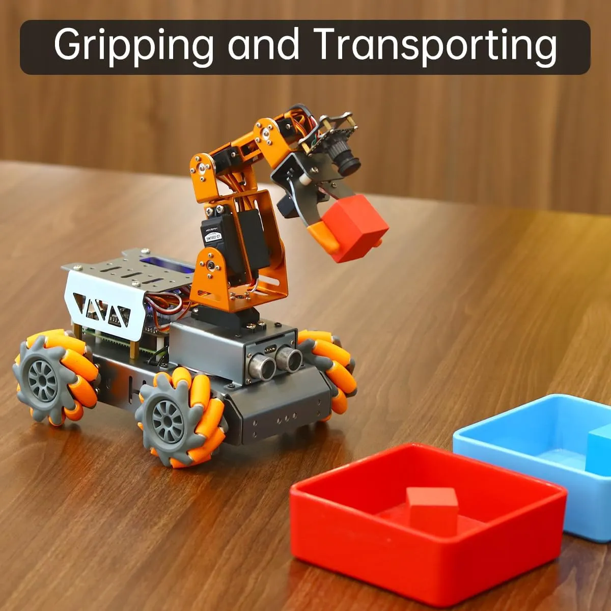 Smart Robotic Arm owe driveway DIY Robot, with Raspberry Pi 4B 4GB Robotic Arm for Raspberry Pi AI Vision MatserPi Open Source Mecanum Wheel Chassis Robot Car Kit 5 DOF/Axis 