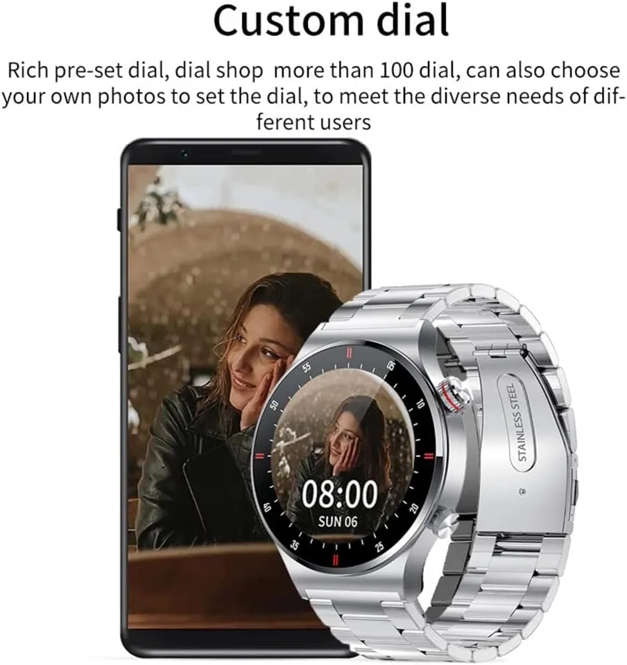 Smart Watch Men Women Heart field Rate Sleep Monitor Steps IP67 Waterproof Sport Fitness Tracker 1.3''Touch Screen Fasion Black Stainless Steel Smart Watches for Android iOS FILIEKEU Bluetooth Calls 