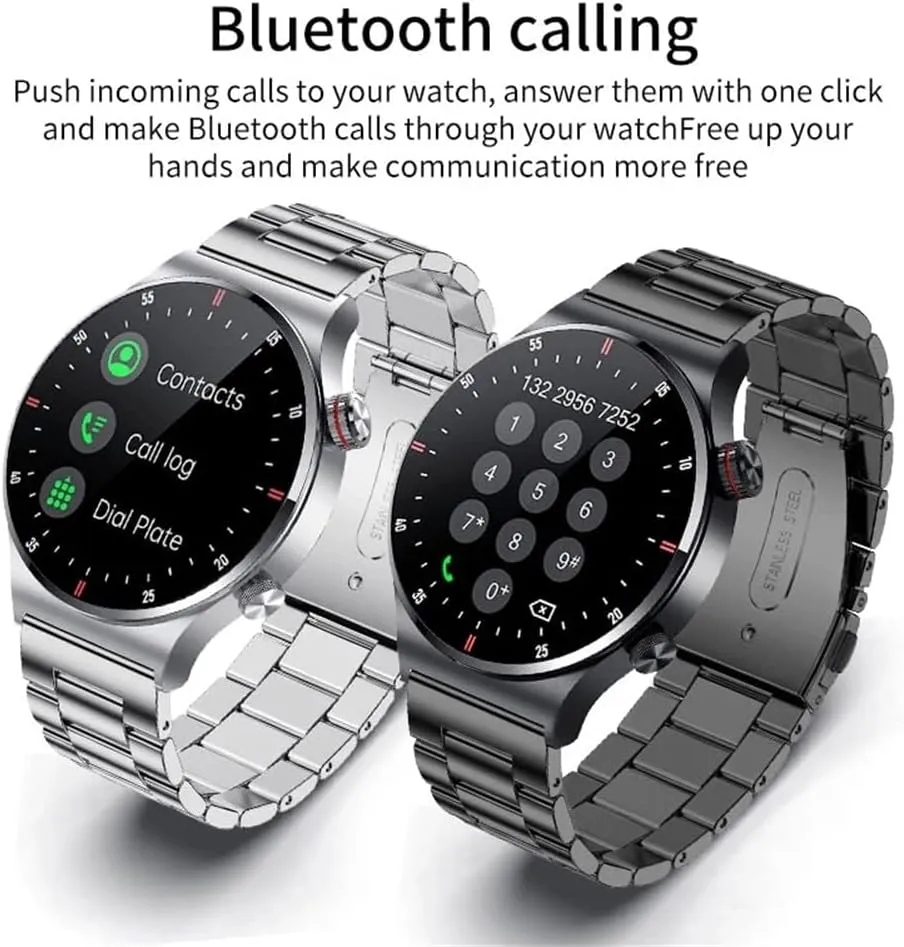 Smart Watch Men Women Heart field Rate Sleep Monitor Steps IP67 Waterproof Sport Fitness Tracker 1.3''Touch Screen Fasion Black Stainless Steel Smart Watches for Android iOS FILIEKEU Bluetooth Calls 