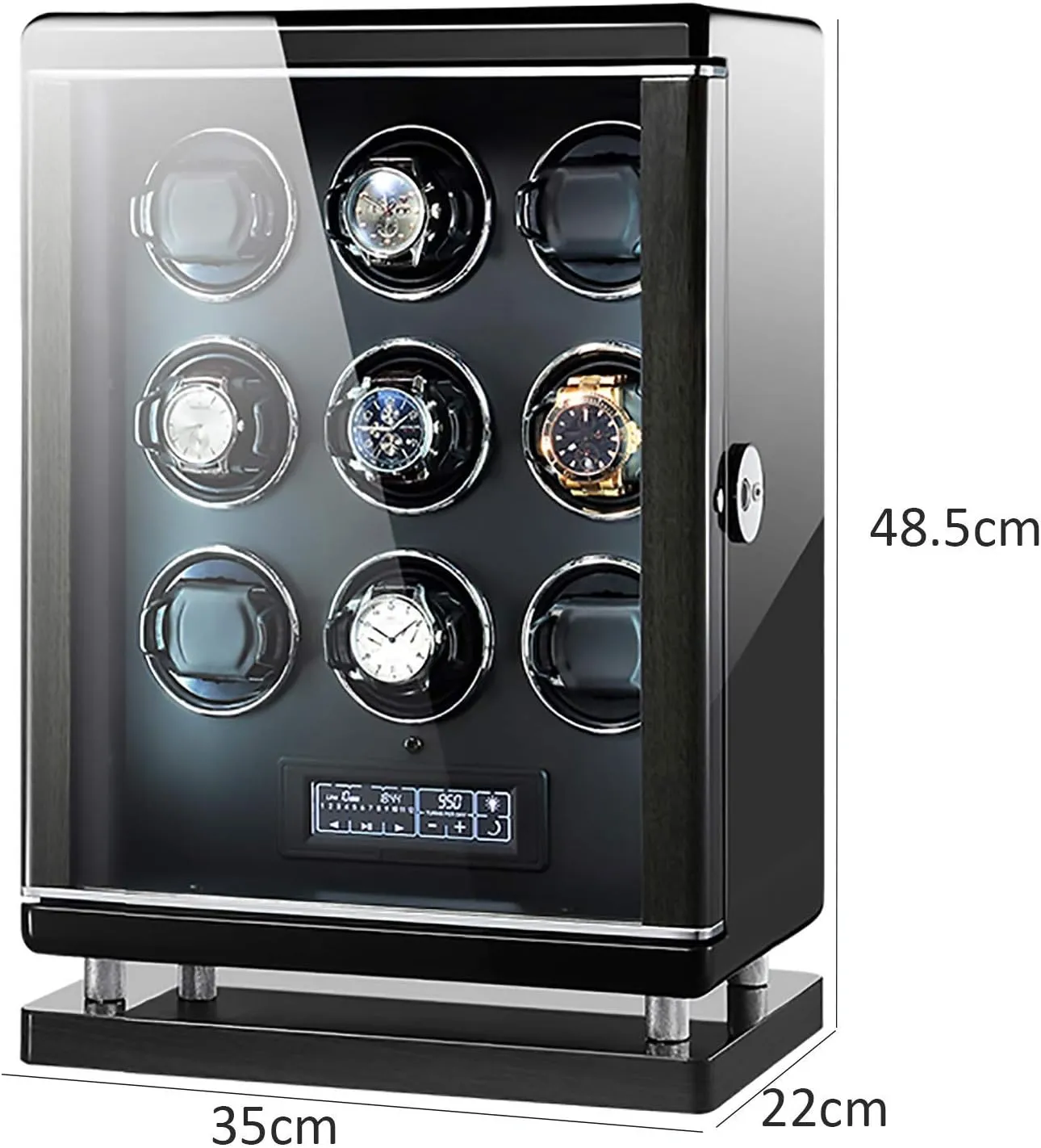 Smart Watch Winder Automatic Mechanical Watch Motor Shaker Storage Box with Fingerprint Unlock Watches Rotation Display Holder Organizer,9 Slots Watch Winders verdict triangle - Luxury 