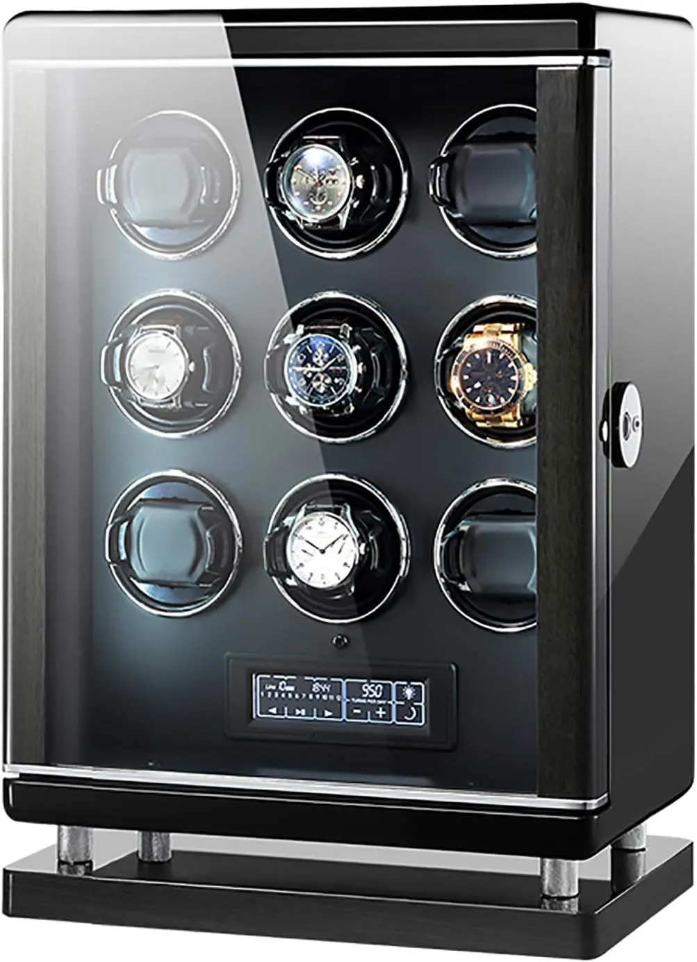 Smart Watch Winder Automatic Mechanical Watch Motor Shaker Storage Box with Fingerprint Unlock Watches Rotation Display Holder Organizer,9 Slots Watch Winders verdict triangle - Luxury 