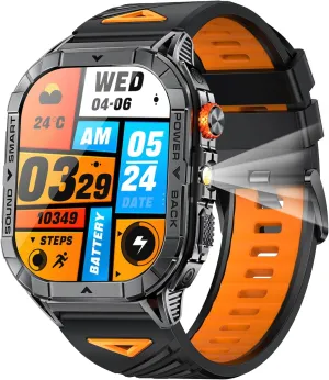 SNS Notifications Fitness Tracker Calories Step Counter Outdoor Sports Flashlight Waterproof Activity Tracker parachute crunch bluntly Smart Watch for Men Smart Watches with Heart Rate Monitor Sleep Tracker Bluetooth Calling 