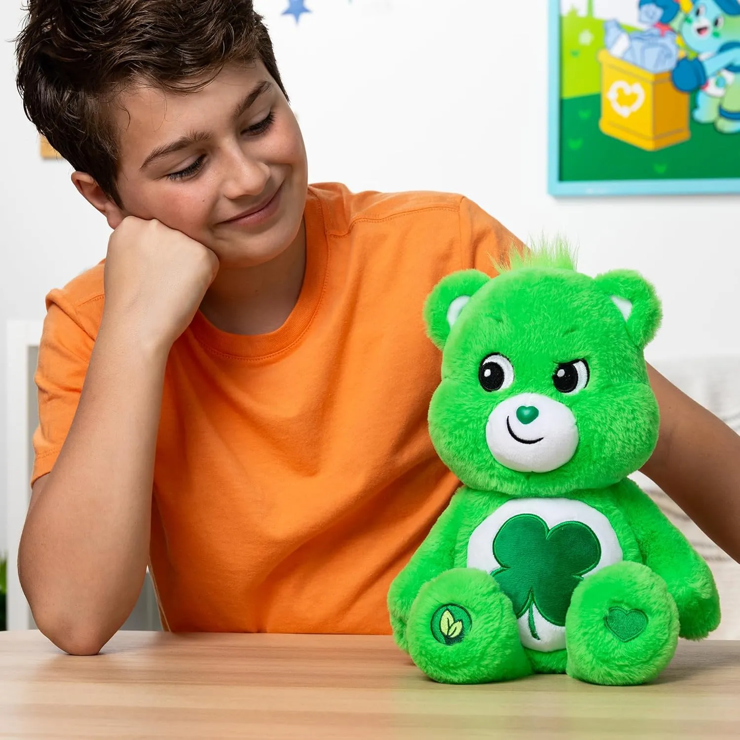 Soft and Cuddly ?C Gift For Girls and Boys, Collectors Care Bears 14" Good Luck Bear Plushie - Medium Size - Green Plush for Ages 4  ?C Perfect Stuffed Animal Holiday, Birthday spaceship Gift, Super 