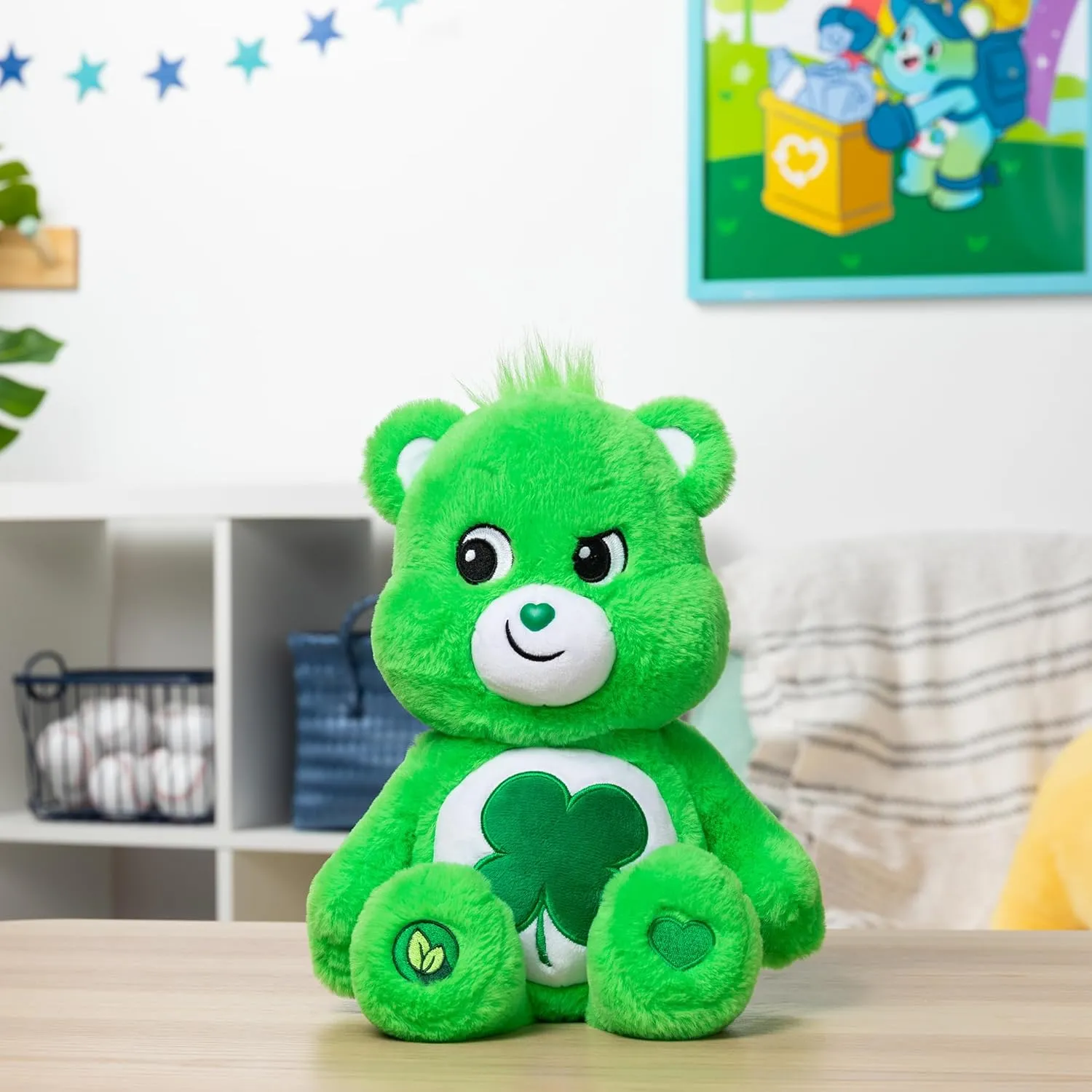 Soft and Cuddly ?C Gift For Girls and Boys, Collectors Care Bears 14" Good Luck Bear Plushie - Medium Size - Green Plush for Ages 4  ?C Perfect Stuffed Animal Holiday, Birthday spaceship Gift, Super 