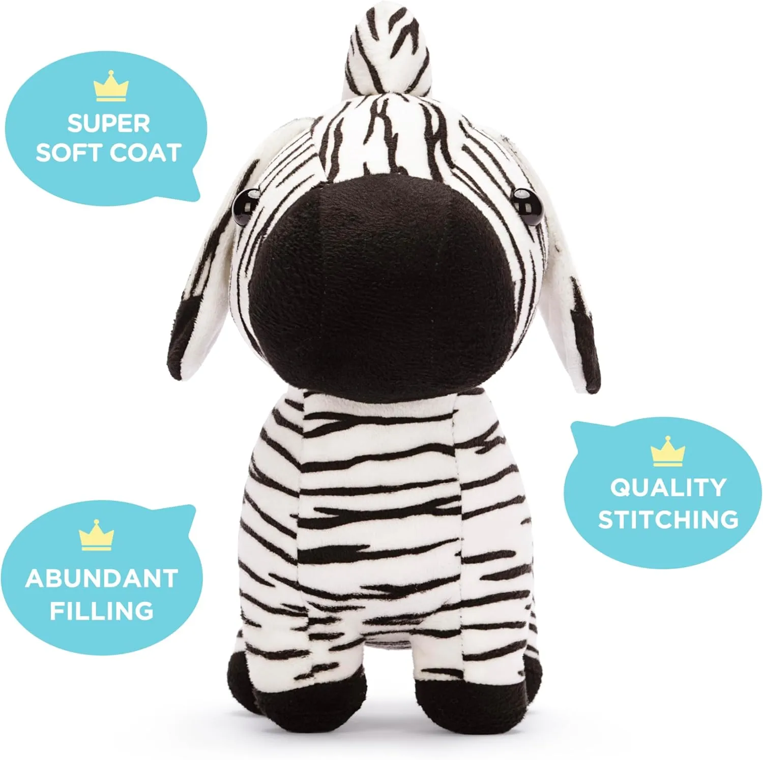 Soft Cuddly Plushy Fluffy Toy, Gifts for Family Kids Girls IKASA Zebra Stuffed Animals lunar black Plush Toys,11" Cute Plushie 