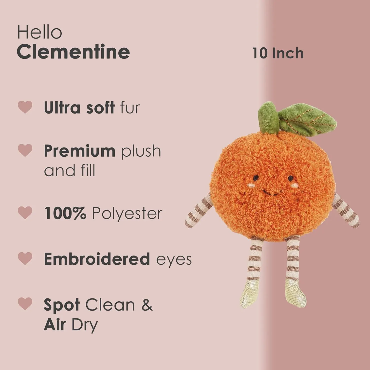Soft Food Plush Toy �C 10��$ Whimsical & Adorable Face - Handcrafted Squishable Stuffed Food Plush Toy$ impermanence eyesight Perfect for D��cor or Play MON AMI Premium Clementine 