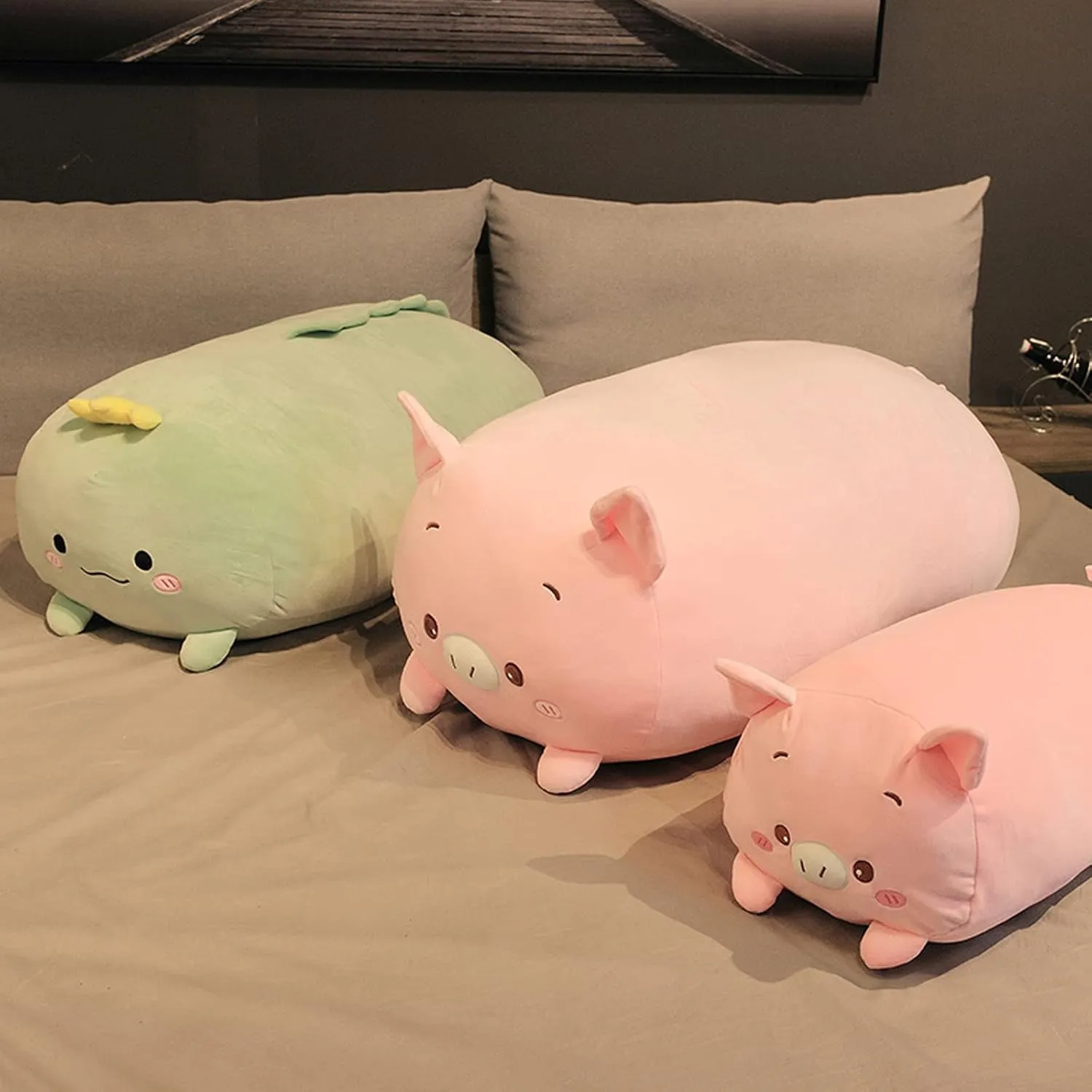 Soft Pig Stuffed Animal Toy Piggy Body lawn Pillow, 33.5 Pig Plush Pillow 