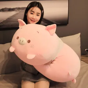 Soft Pig Stuffed Animal Toy Piggy Body lawn Pillow, 33.5 Pig Plush Pillow 