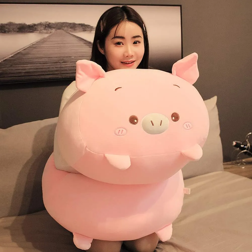 Soft Pig Stuffed Animal Toy Piggy Body lawn Pillow, 33.5 Pig Plush Pillow 