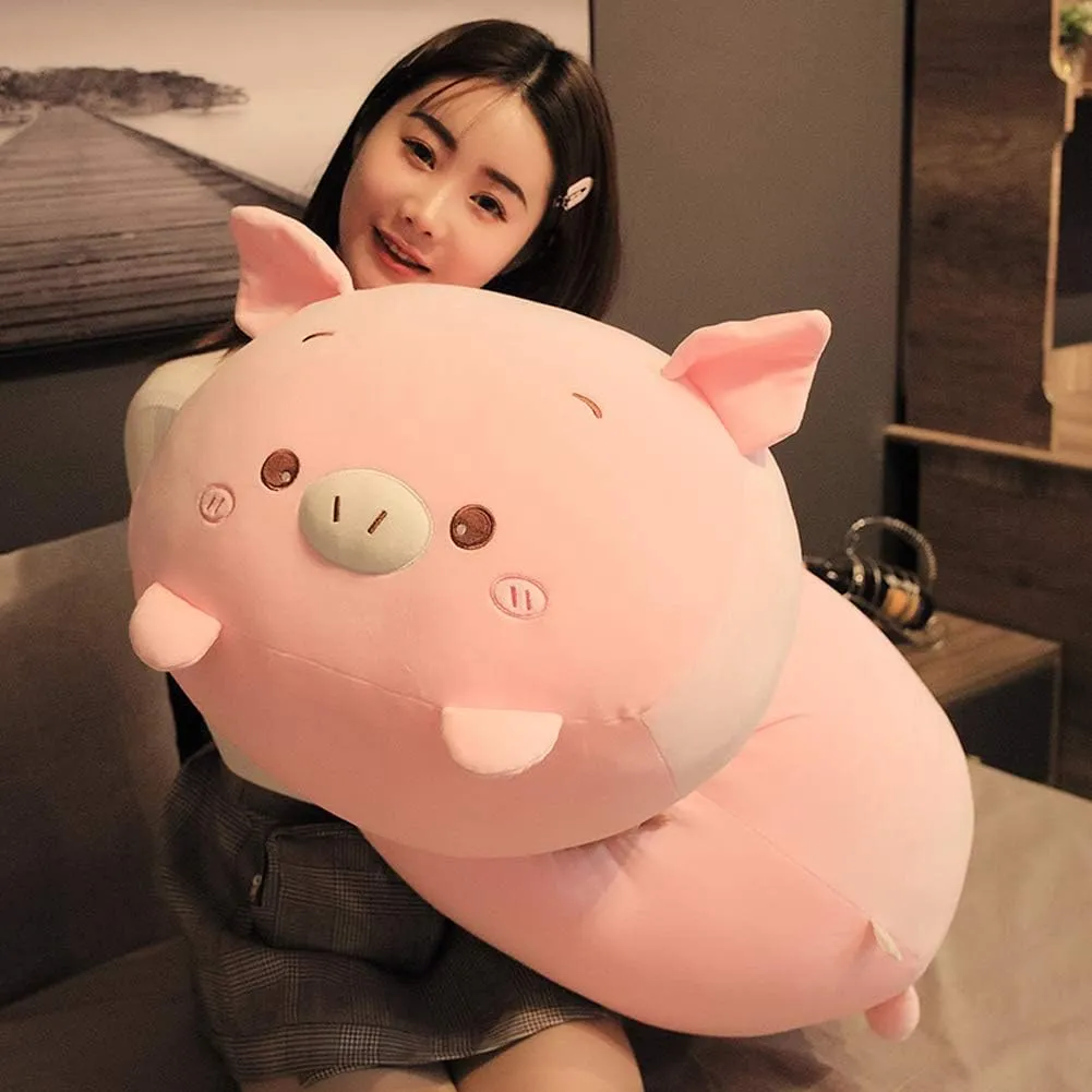 Soft Pig Stuffed Animal Toy Piggy Body lawn Pillow, 33.5 Pig Plush Pillow 