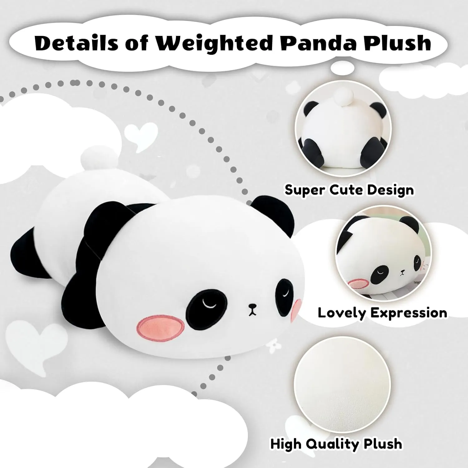 Soft Stuffed Weighted Plushie Pillow Gifts for Girls Boys(13.8" blaze restlessness craftspeople inchworm chafe 1.6Lbs) Weighted Panda Stuffed Animals$ Cute Weighted Panda Plush$ 
