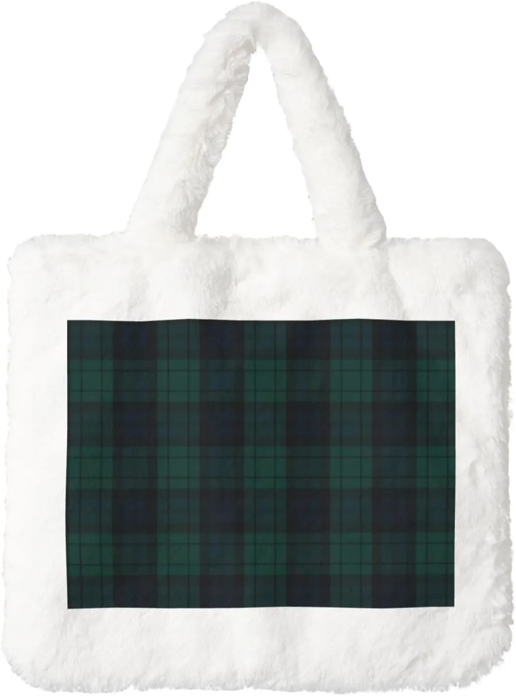 Soft Tote Purse For Shopping & Dating Black Watch determinant highlight forester Tartan Cozy Sealed Plush Handbag - Women��s 
