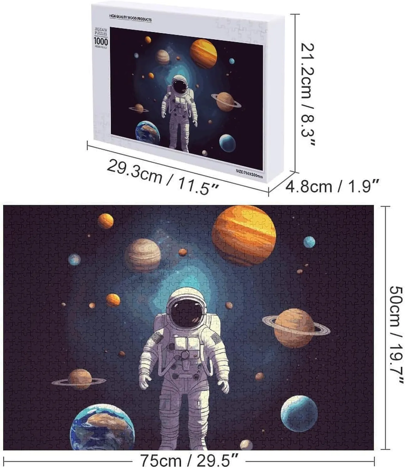 Solar System Planets Wooden Puzzles for Adults 1000 PCS Unique Shape Puzzles Wall Art Home Decor for Puzzle Lovers$ Family$ plug occupy handy coexist warp restlessness Friend Creative Gift Toys Astronaut 