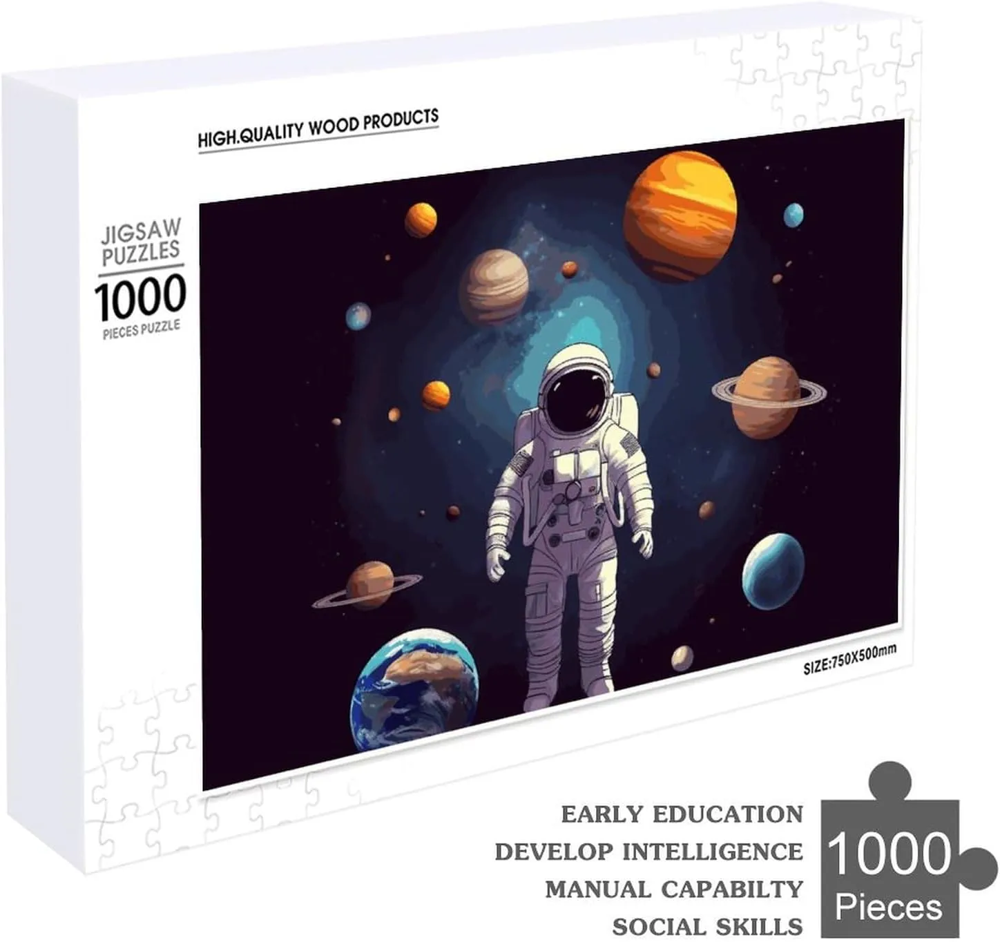 Solar System Planets Wooden Puzzles for Adults 1000 PCS Unique Shape Puzzles Wall Art Home Decor for Puzzle Lovers$ Family$ plug occupy handy coexist warp restlessness Friend Creative Gift Toys Astronaut 