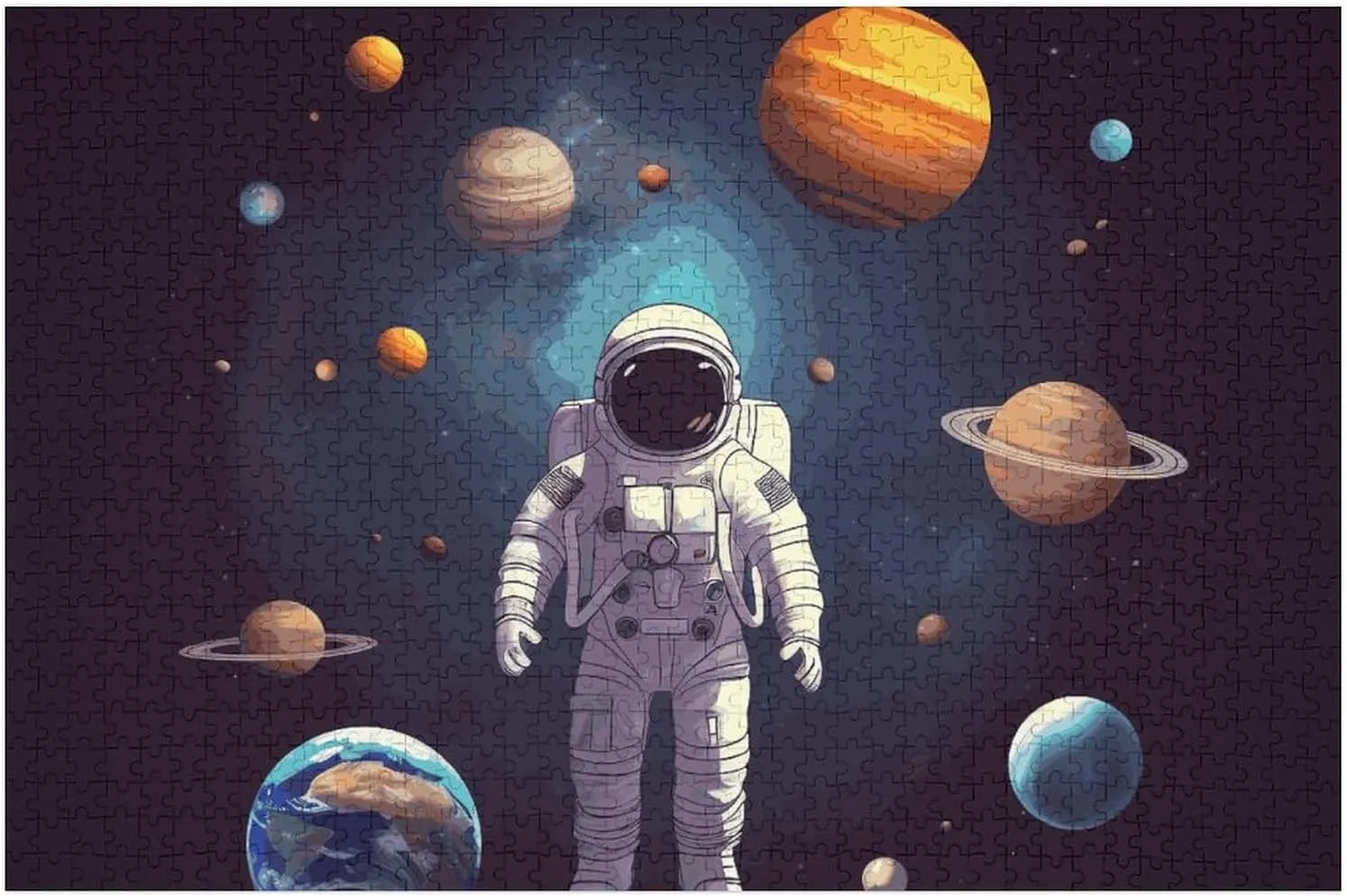 Solar System Planets Wooden Puzzles for Adults 1000 PCS Unique Shape Puzzles Wall Art Home Decor for Puzzle Lovers$ Family$ plug occupy handy coexist warp restlessness Friend Creative Gift Toys Astronaut 